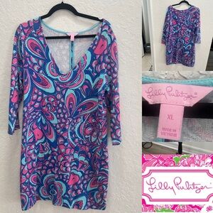 Lilly Pulitzer Blue Pink Turquoise Paisley Sheath Dress